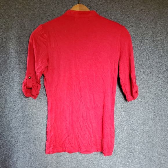 Red Plastic short sleeve top, size medium - Picture 2 of 3